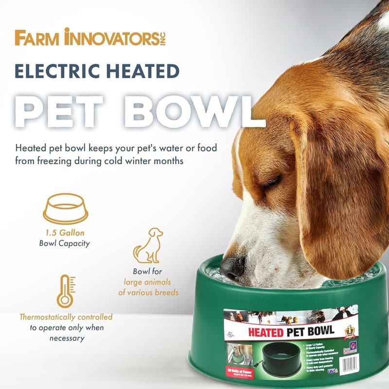 Heated Pet Water Bowl for Dogs & Cats - 1.5 Gal, Anti-Chew Cord