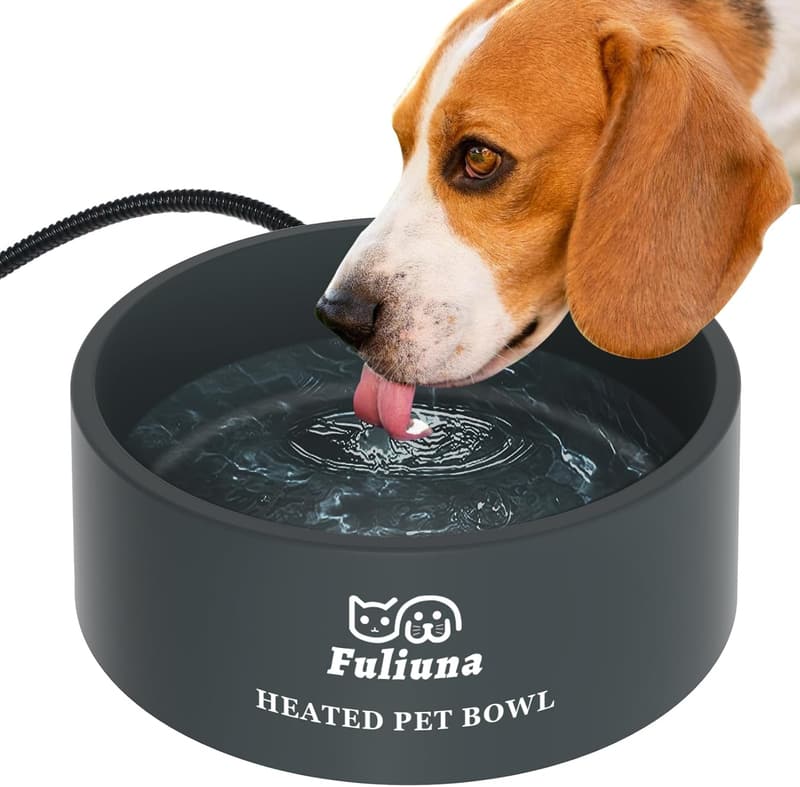 Heated Outdoor Water Bowl for Pets - 0.85 Gal, Chew-Resistant Cord