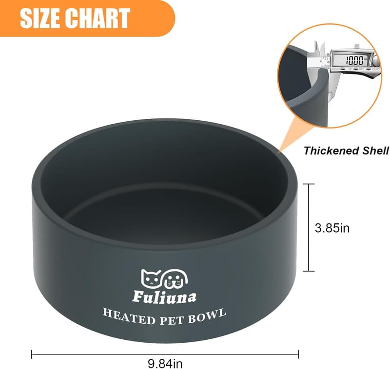 Heated Outdoor Water Bowl for Pets - 0.85 Gal, Chew-Resistant Cord