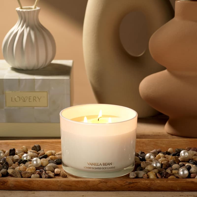 Luxury Vanilla Soy Candle - Large 3-Wick Aromatherapy Gift