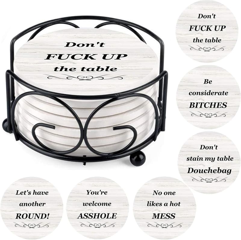Funny Absorbent Drink Coasters Gift Set for Housewarming
