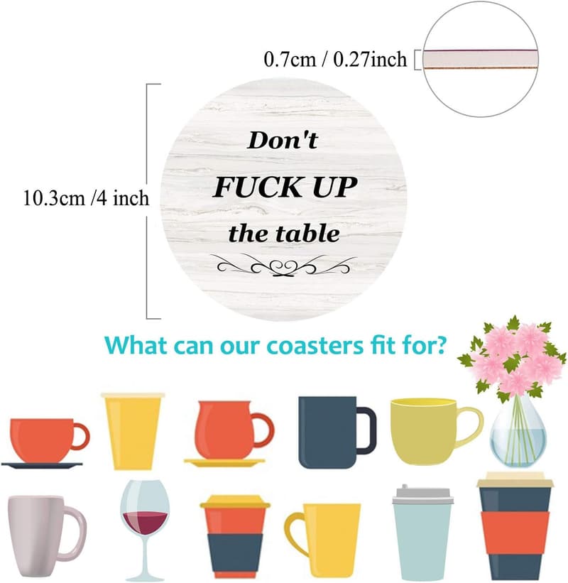 Funny Absorbent Drink Coasters Gift Set for Housewarming