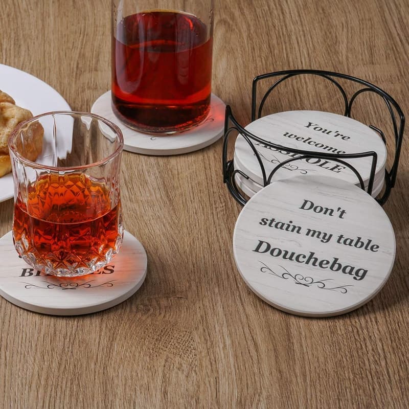 Funny Absorbent Drink Coasters Gift Set for Housewarming