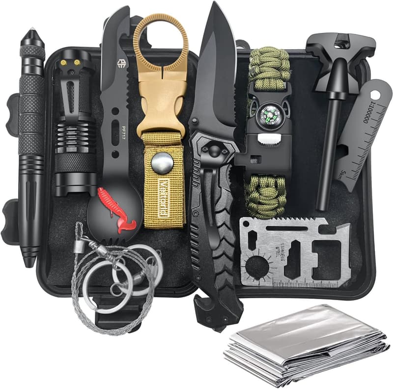 Survival Gear 12-in-1 Tool Kit for Men - Father's Day Gift