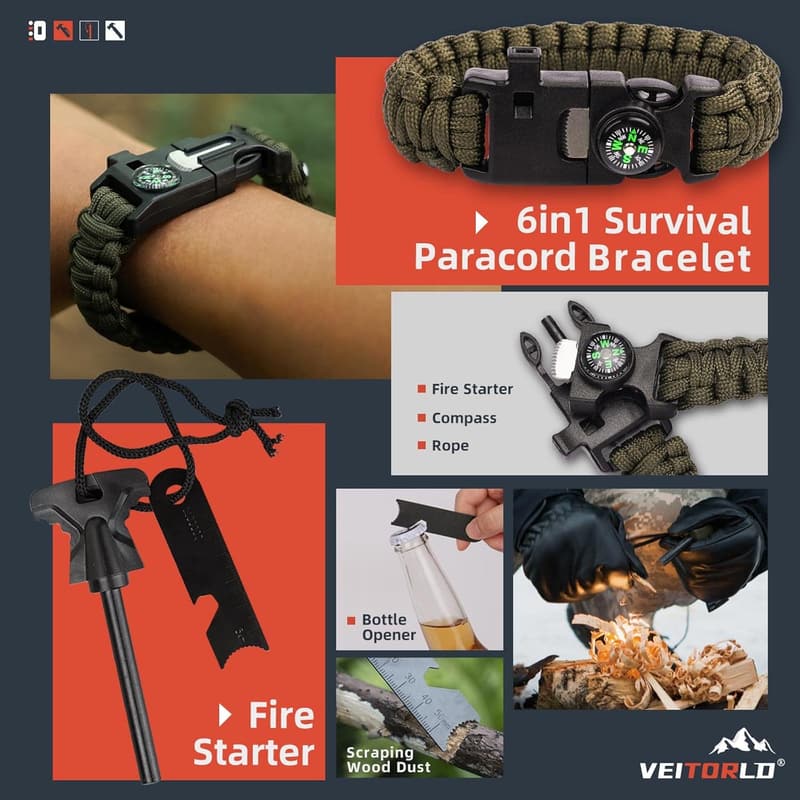 Survival Gear 12-in-1 Tool Kit for Men - Father's Day Gift