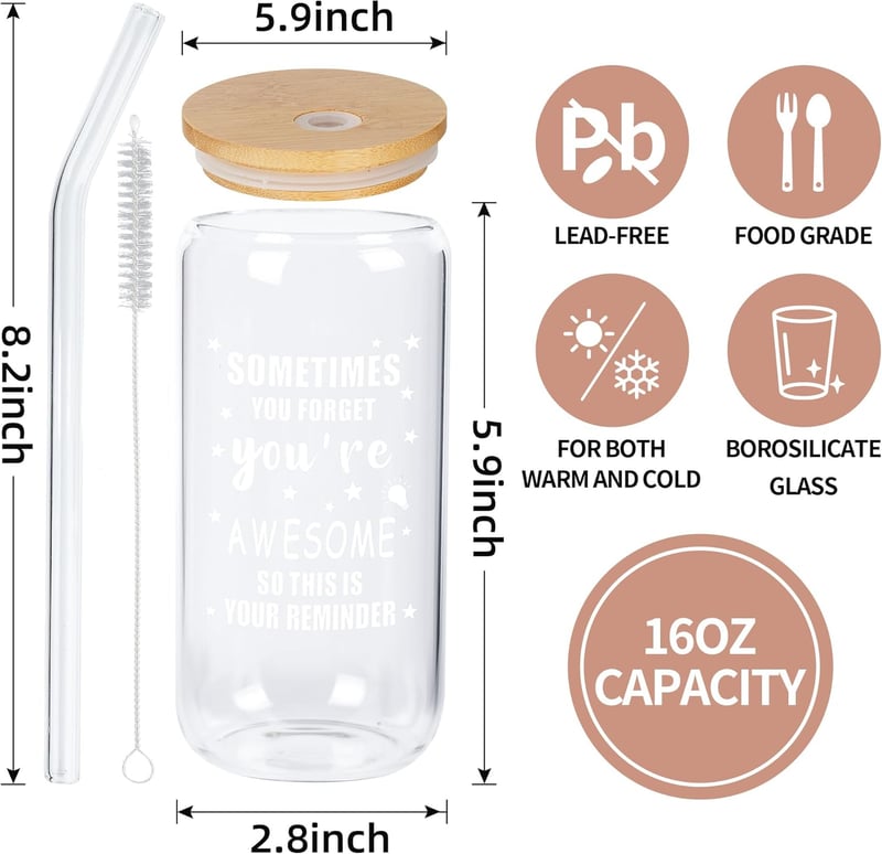 Employee Appreciation Week Gift Set: 6 Glass Cups & 6 Keychains