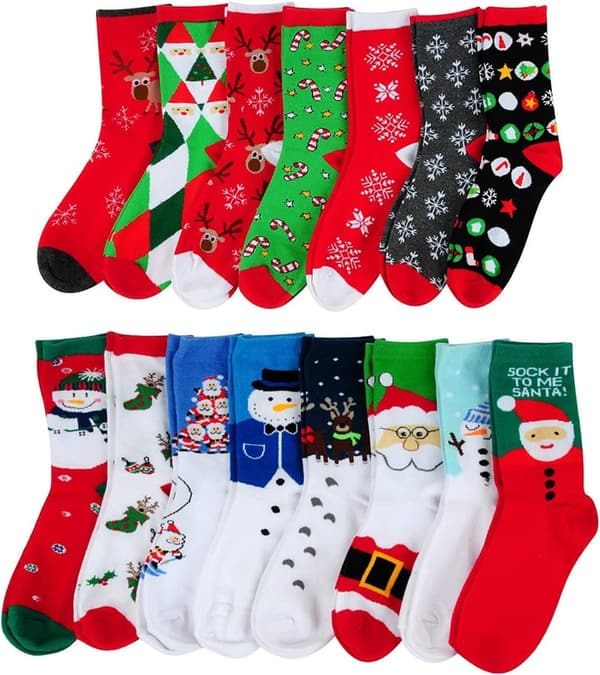 Christmas Cotton Socks for Women – 15 Pairs Gift Set