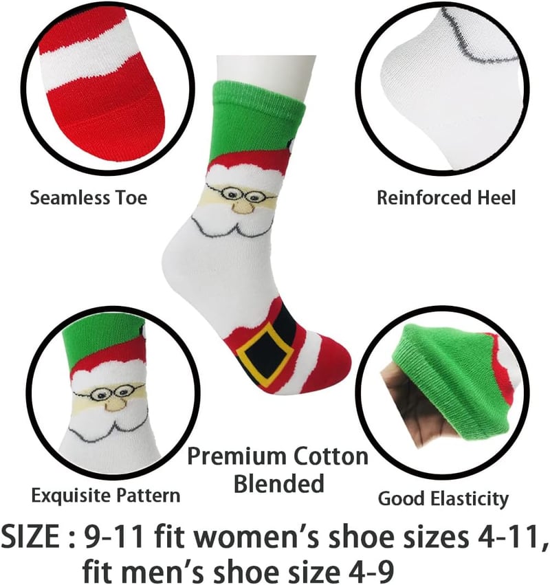 Christmas Cotton Socks for Women – 15 Pairs Gift Set