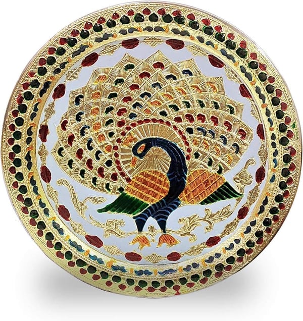 Diwali Gift - Peacock Design Pooja Thali for Karwa Chauth