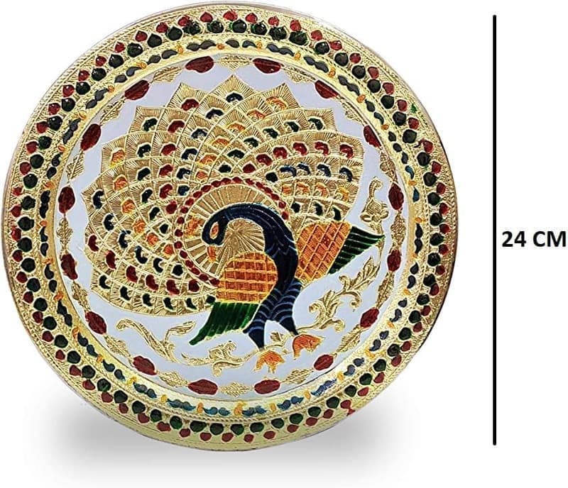 Diwali Gift - Peacock Design Pooja Thali for Karwa Chauth