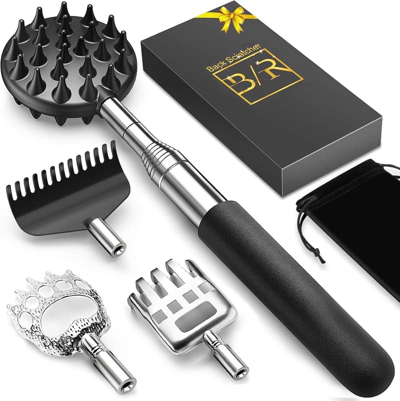 Telescoping Back Scratcher with Detachable Heads - Father's Day Gift