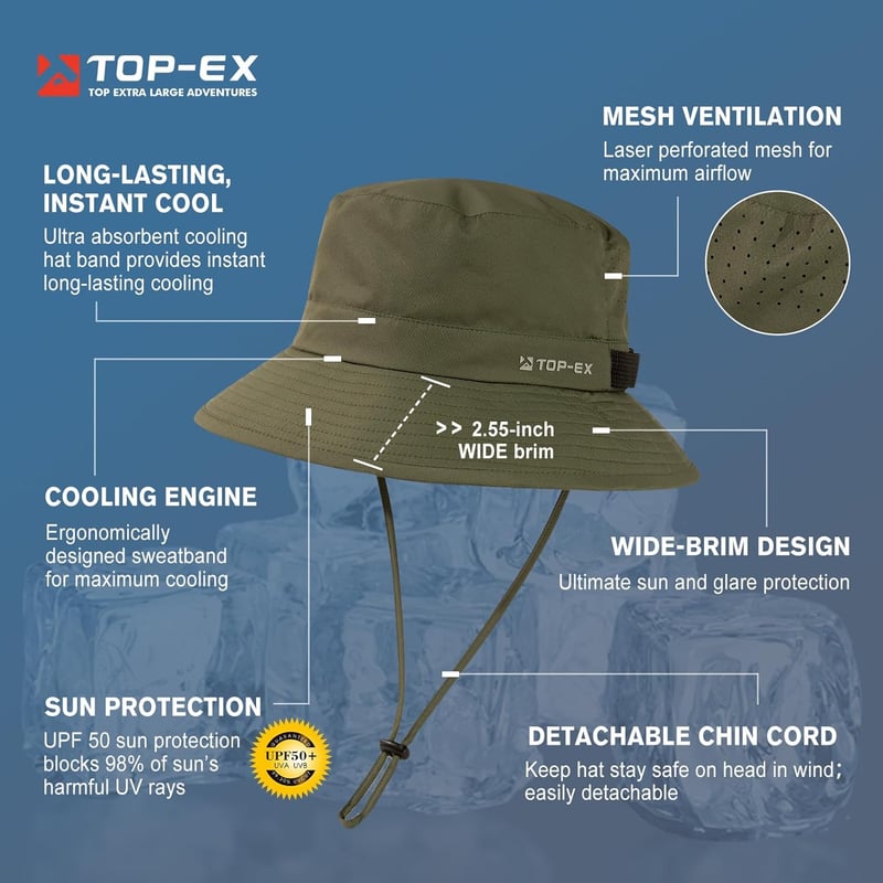 Lightweight XL Men's UPF 50 Wide Brim Sun Hat for Outdoor Activities