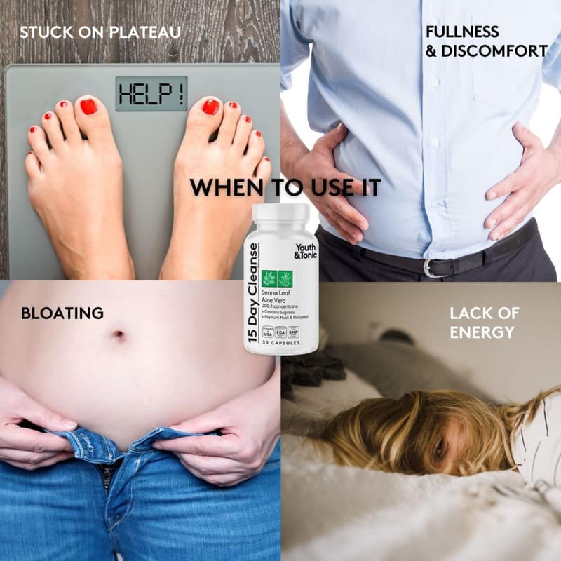 15-Day Colon Detox & Gut Cleanser for Bloating Relief - 90 Caps