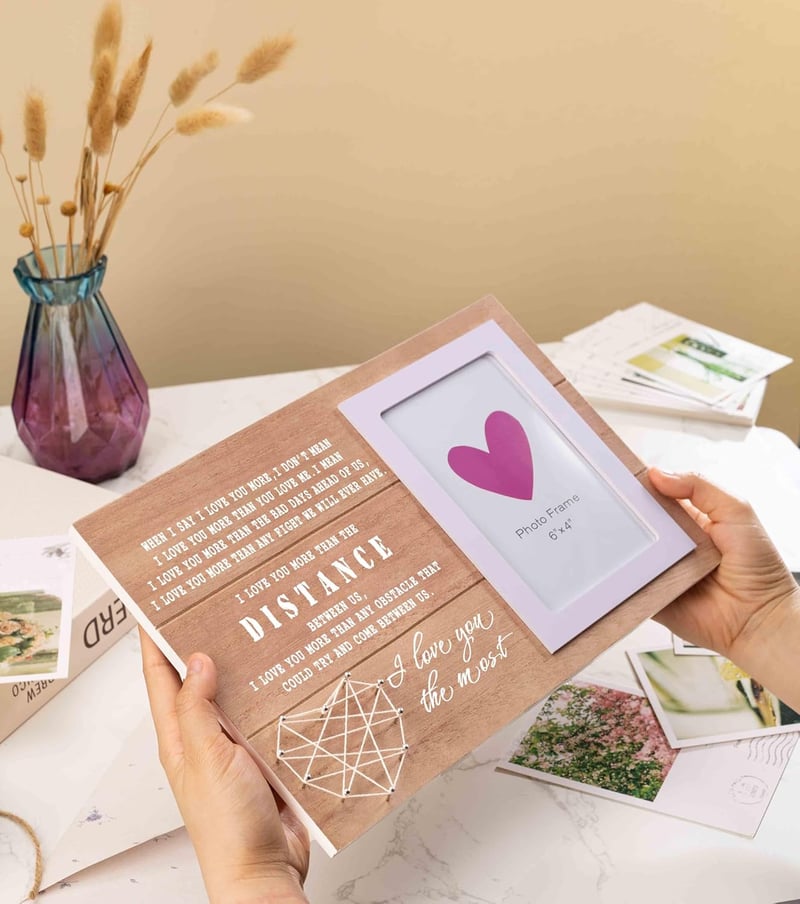 Long Distance Relationship Wooden Photo Frame Gift
