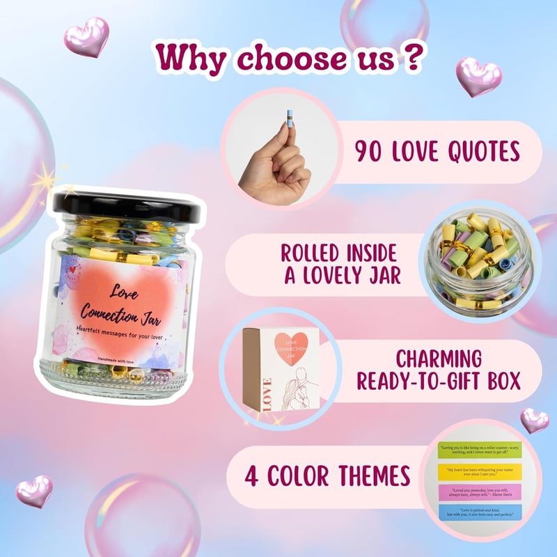 Love Notes Jar - 90 PCS Long Distance Relationship Gift