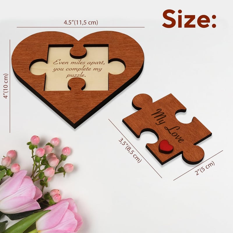 Long Distance Love Gifts - Engraved Wooden Heart