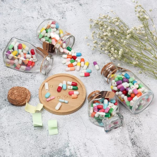 Valentine's Day Message in a Bottle - 60PCS Heart Letters