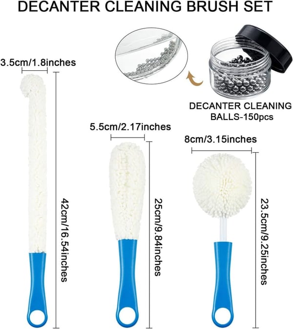 Decanter Cleaning Brush Set with Beads for Glassware Reinigung