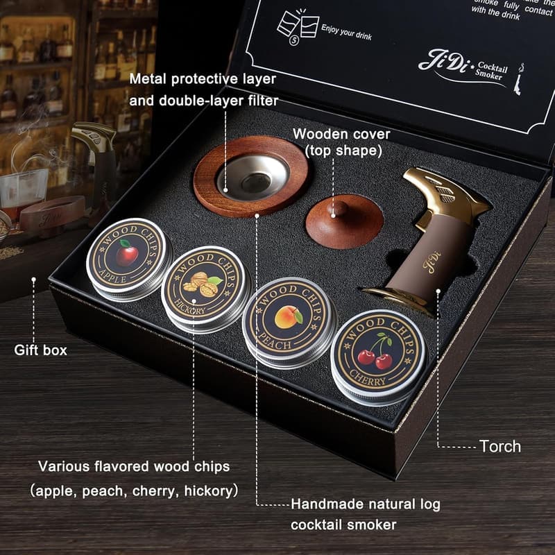 Whiskey Smoker Kit for Bourbon - Ideal Gift for Dad or Boyfriend