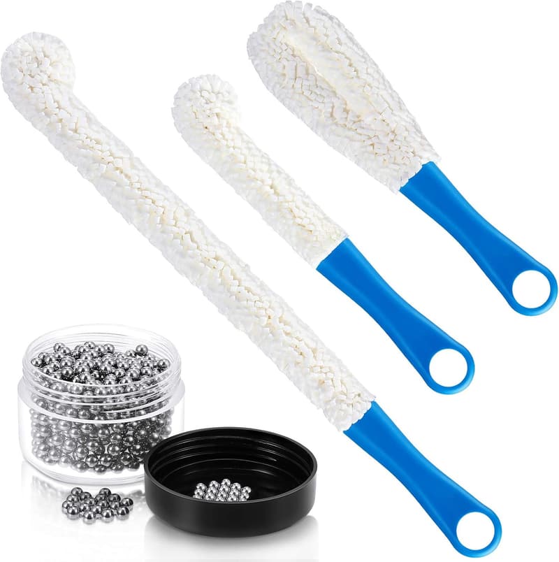 Decanter Cleaning Set: 3 Brushes & 400 Reusable Beads