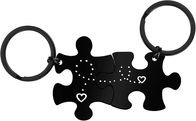 Valentine's Day Couple Keychain - Long Distance Relationship Gift