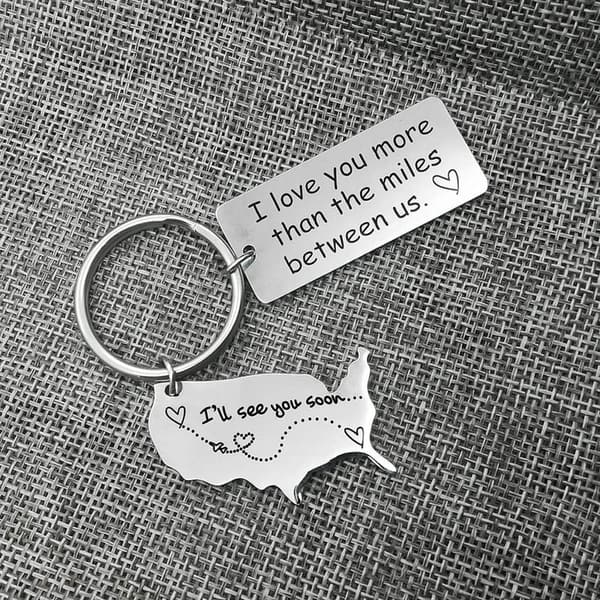 Long Distance Relationship Gift Keychain for Couples