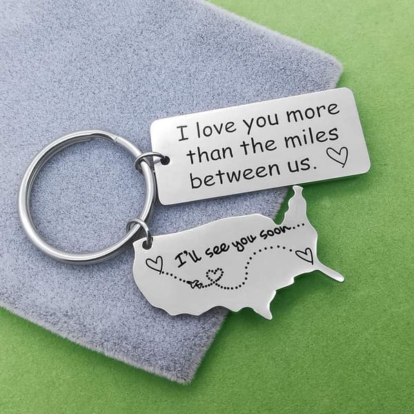 Long Distance Relationship Gift Keychain for Couples