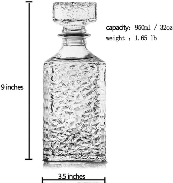 Geometric Glass Whiskey Decanter with Airtight Stopper, 32oz