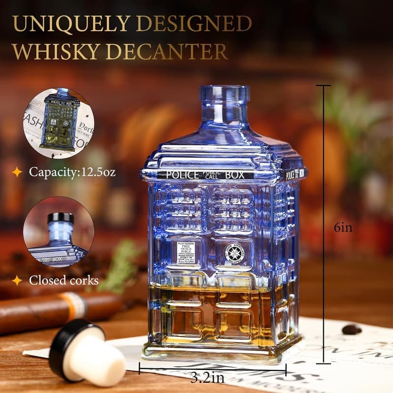 Valentine's Day Tardis Whiskey Decanter Set for Men