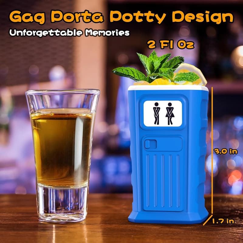 Funny Porta Potty Shot Glasses - Gag Gift for Adults