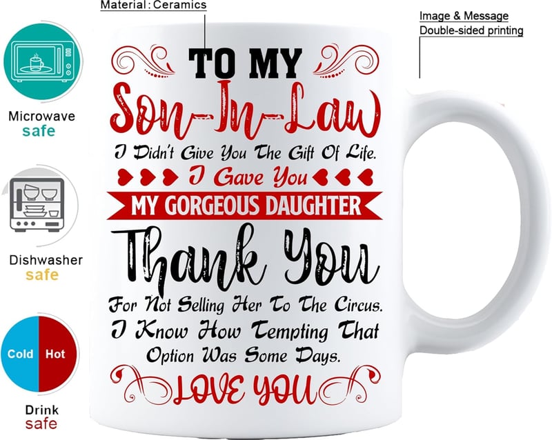 To My Dear Son-in-Law Mug - Personalized Ceramic Coffee Cup