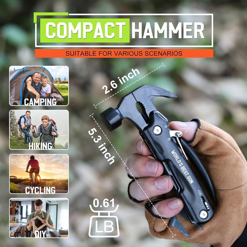 Multitool Hammer Gift for Son - Perfect for Christmas, Father's Day, Graduation