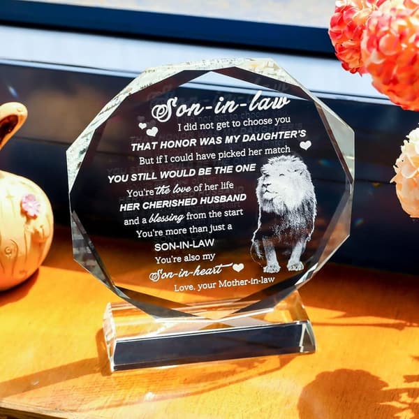 Son-in-Law Birthday Glass Keepsake Gift from Mother-in-Law