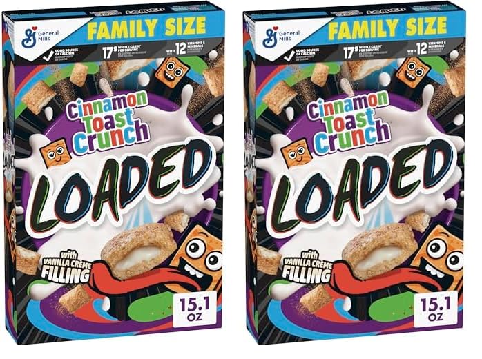 Cinnamon Toast Crunch Loaded Cereal, Family Size, 15.1 oz (Pack of 2)