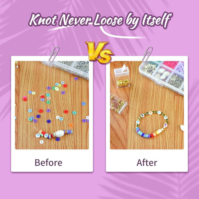 Friendship Bracelet Making Kit with Elastic String and Clay Beads