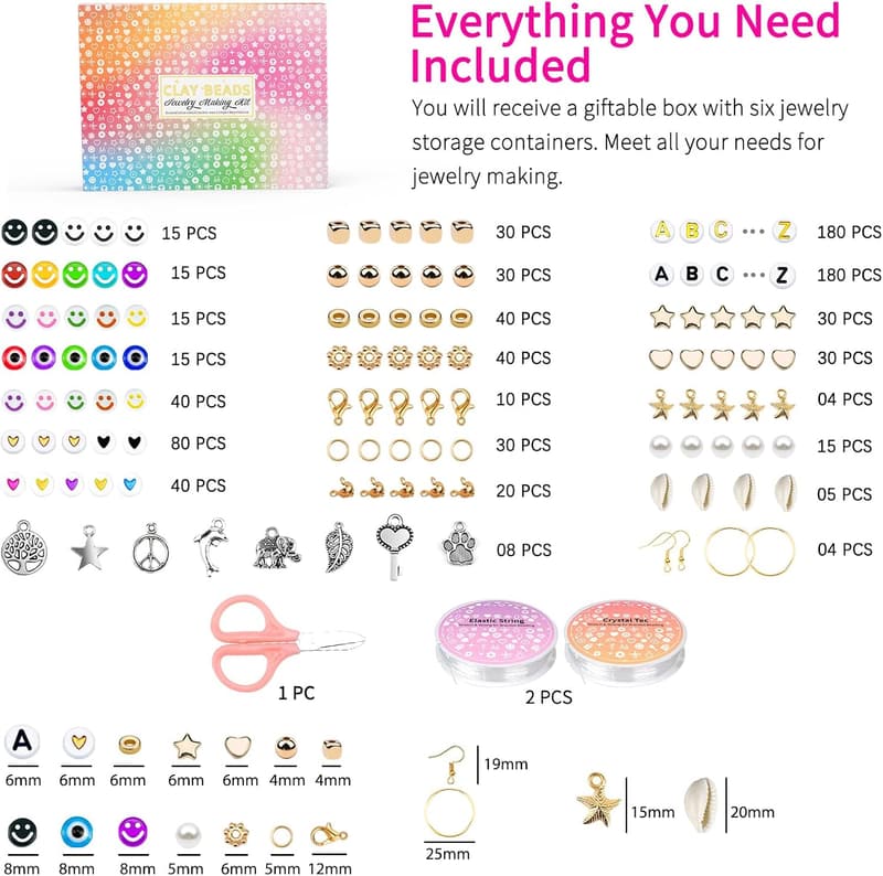 Clay Beads Bracelet Making Kit - 120 Colors, 20,000 Pieces