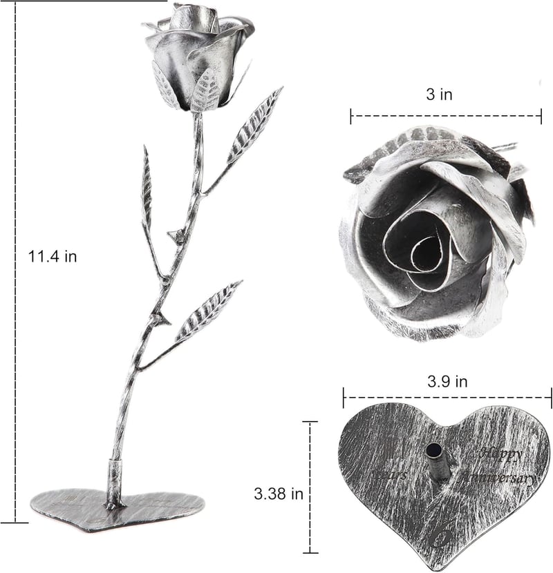 6th Anniversary Handcrafted Metal Rose Gift for Wife