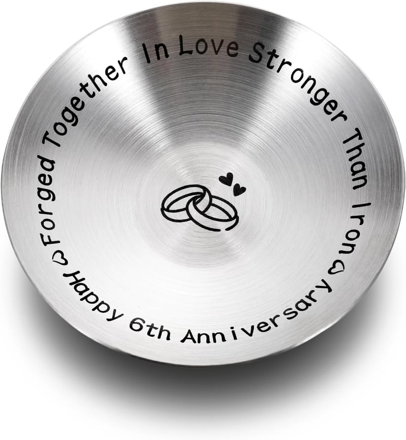 6th Anniversary Iron Ring Holder Jewelry Dish for Couples