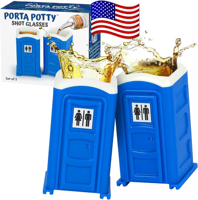 Funny Porta Potty Shot Glass Gag Gift for Men