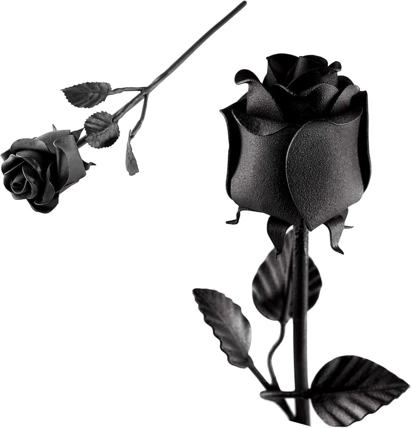 Anniversary Iron Rose - Hand Forged Black Flower Gift for Her