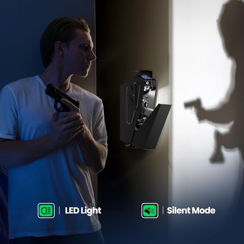 Biometric Bedside Gun Safe with Fingerprint & Passcode Access