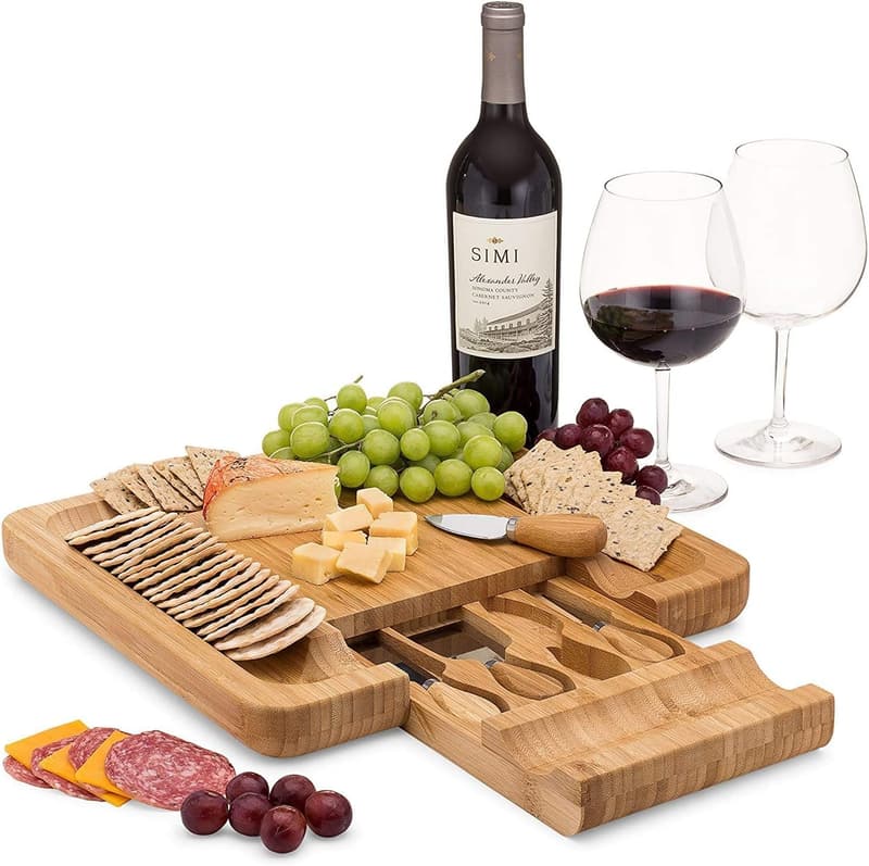 Wedding Charcuterie Board Set with Bamboo Tray and Cutlery