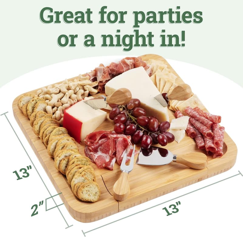 Wedding Charcuterie Board Set with Bamboo Tray and Cutlery