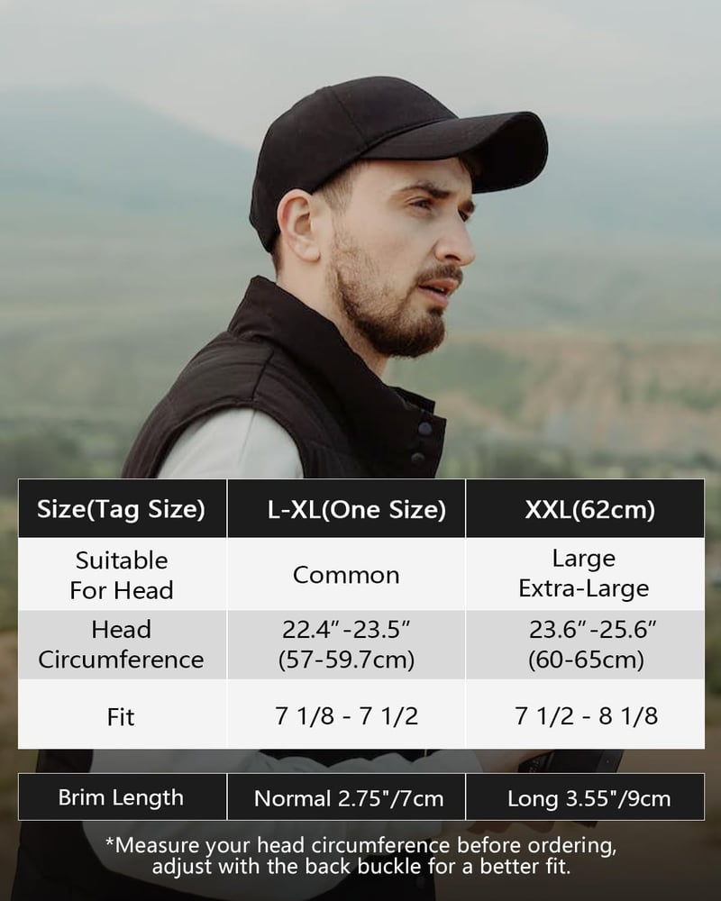 Oversize XXL Cotton Adjustable Baseball Cap for Men