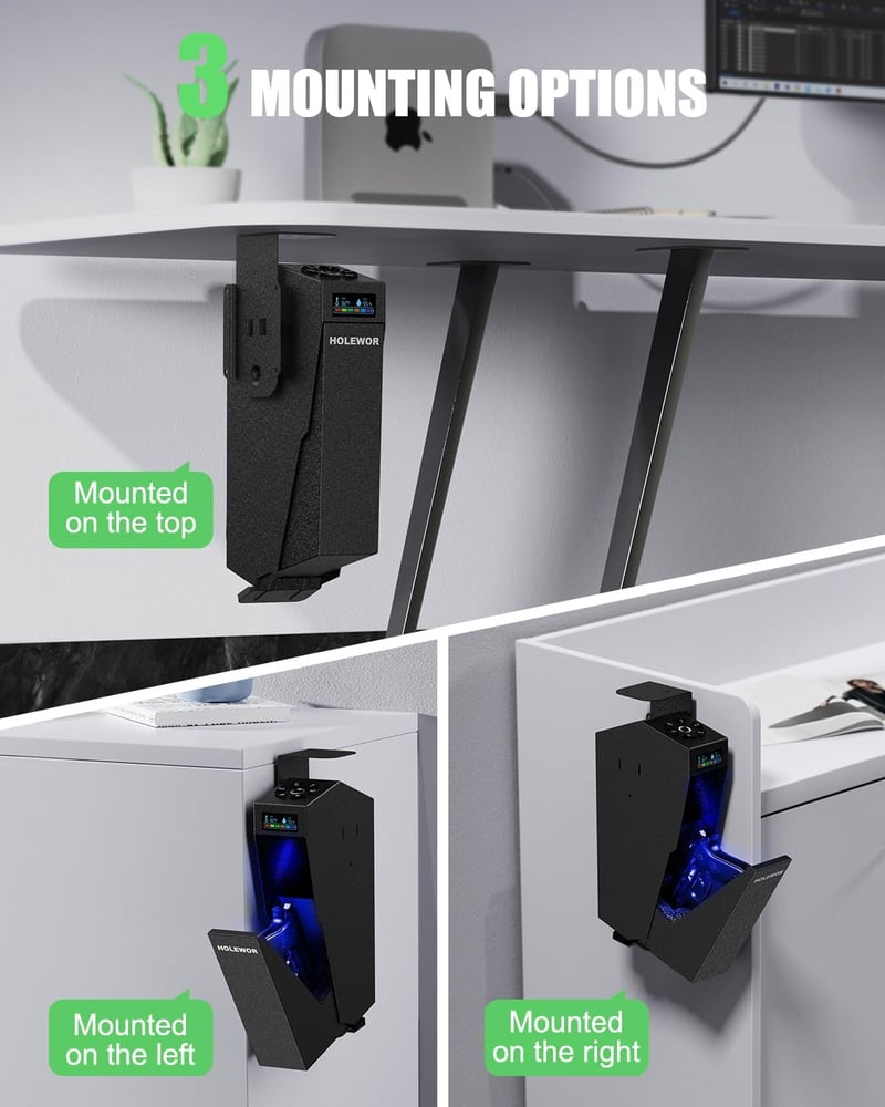 Biometric Handgun Safe for Quick Access - Mountable Car & Home