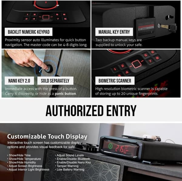 Smart Safe with Biometric Lock and Dual Wireless Charger