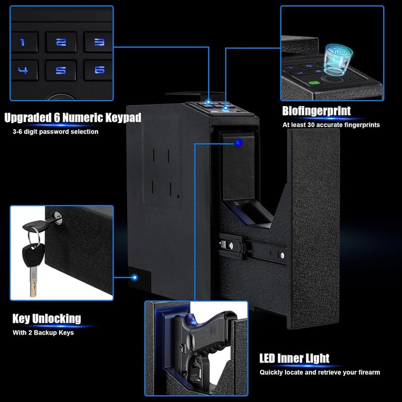 Biometric Handgun Safe with Fingerprint & PIN Access