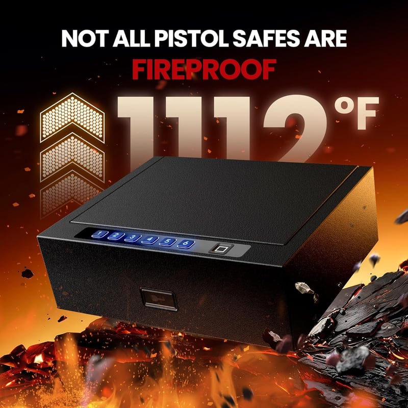 Biometric Handgun Safe - Fireproof, Quick Access, Heavy Duty