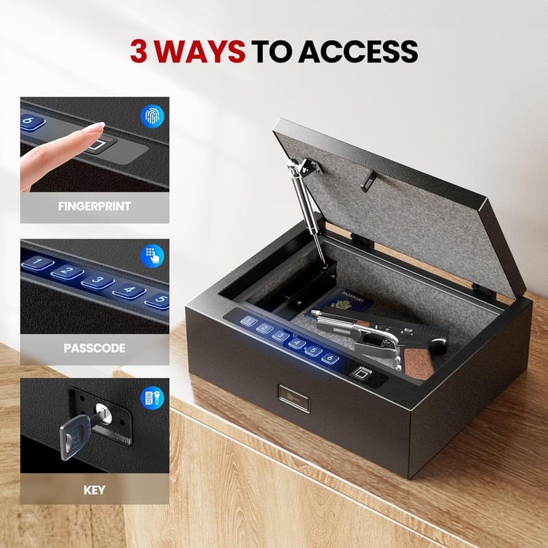 Biometric Handgun Safe - Fireproof, Quick Access, Heavy Duty