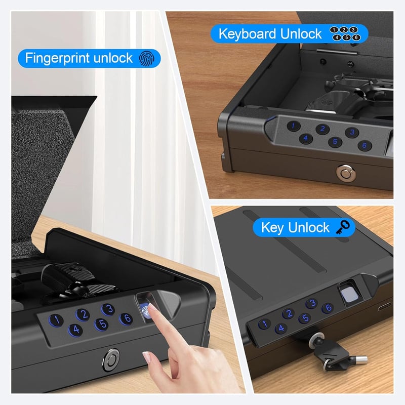 Biometric Gun Safe for Pistols – Quick Access, Heavy-Duty Steel